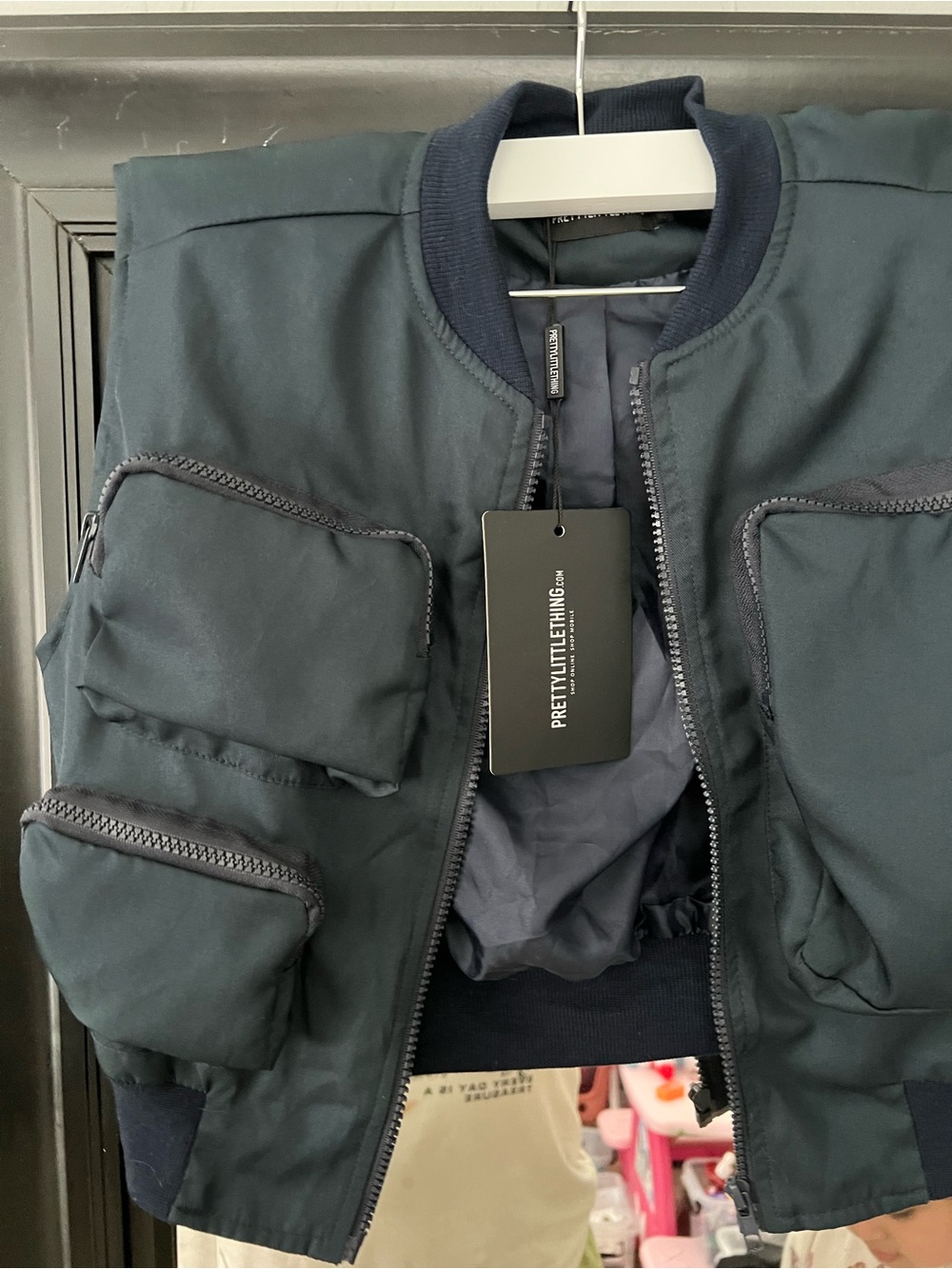 PRETTYLITTLETHING Men's Dark Navy Utility Bomber Jacket